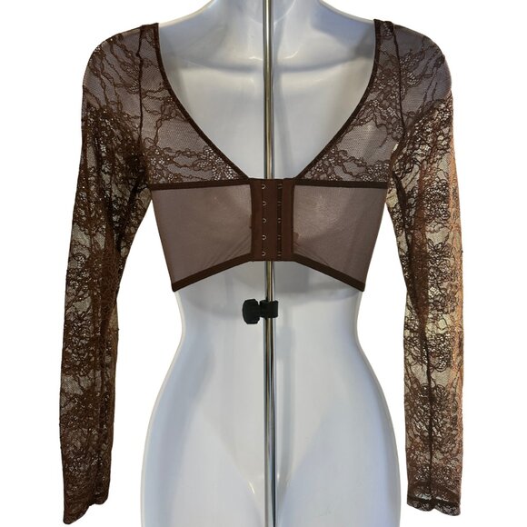 EUC! VS Dream Angels Brown Rhinestone Long Sleeve Corset Bra Top Size XS - Picture 12 of 13